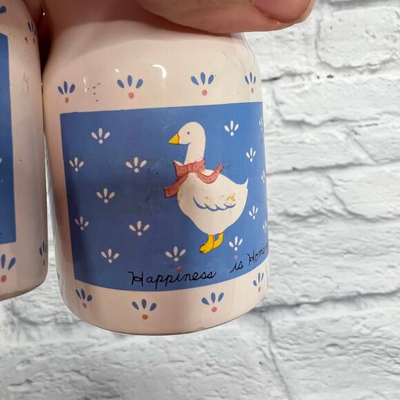 Vintage Ceramic Salt & Pepper Shaker Set Duck Goose Blue Country W.A. 1987 - Picture 5 of 5
